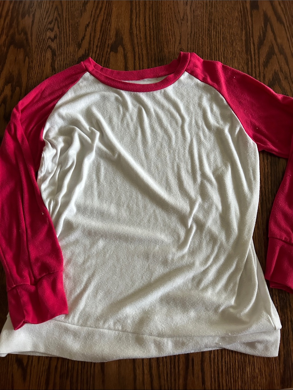 Girls' White and Pink Raglan Long Sleeve Top